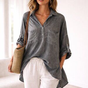 Meo Meli Made in Italy Oversized Hi-Lo Tunic Top | Lagenlook XL | New w/ Tags